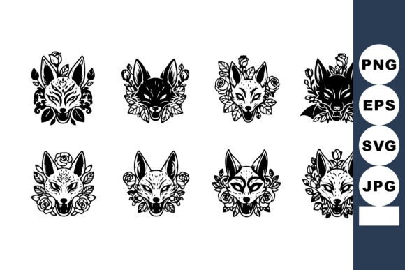 Download Fox Mask Vector with Floral Decorations - Deco Collection