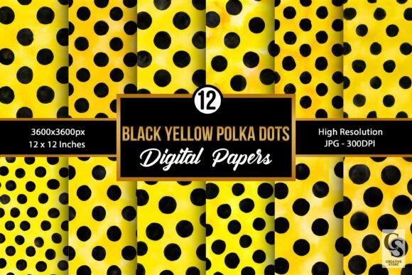 Download Black Yellow Watercolor Polka Dots - Yellow Collection