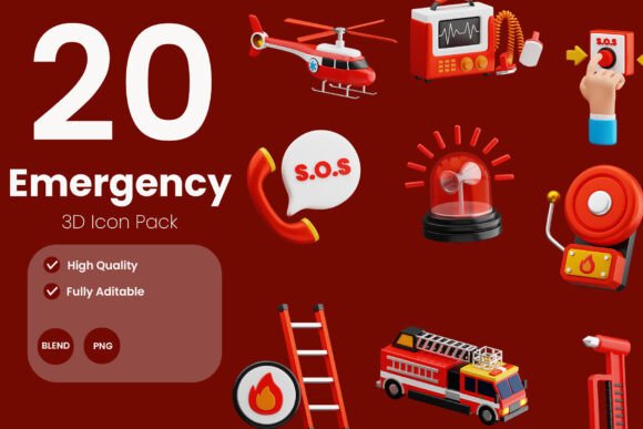 Download Emergency Service 3D Icon Pack - Premium Bundle