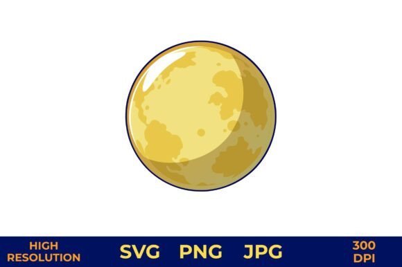 Download Yellow Full Moon with Blue Outline - Yellow Collection