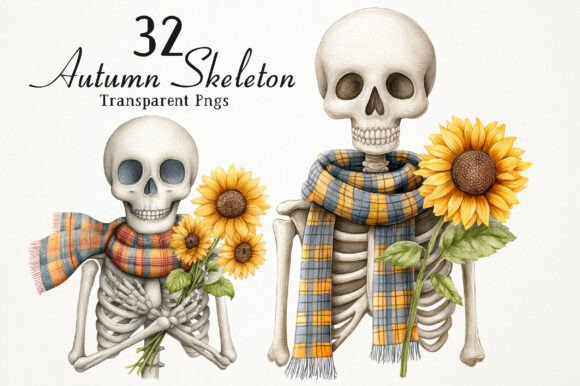 Download Watercolor Autumn Skeleton Clipart - Skeleton clipart Collection
