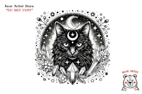 Download Witch Cat with Crystals, Celestial PNG - Crystals Collection