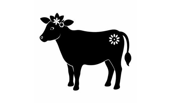 Download Black Cow with Floral Decorations - Deco Collection