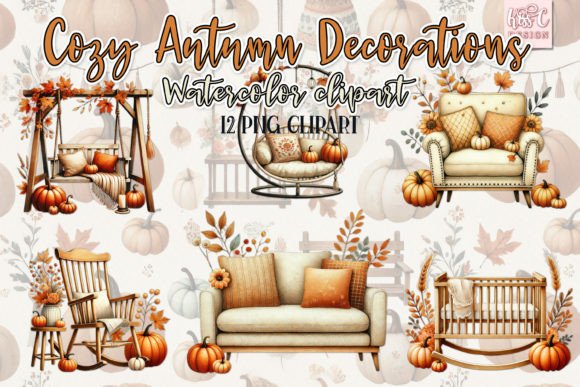 Download Cozy Autumn Decor Seasonal Clipart Set - Deco Collection